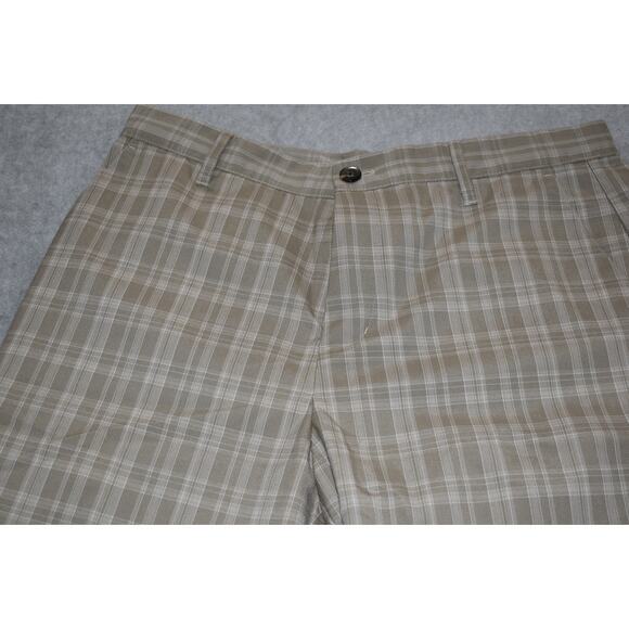 Adidas Golf Shorts Teens Mens Size 30 W Pockets Performance Stretch Tan Plaids - Picture 5 of 5